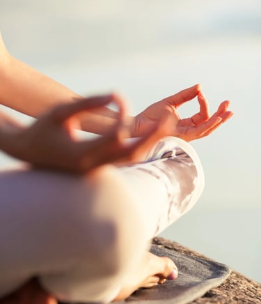 a person sitting on a ledge with their hands up