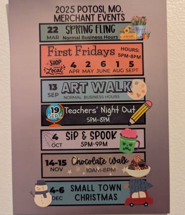 Potosi Merchant events , 2025 Merchant events, Chocolate Walk, Small Town Christmas