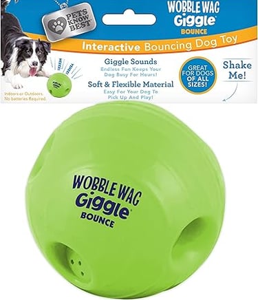 a dog ball with a dog toy inside of it
