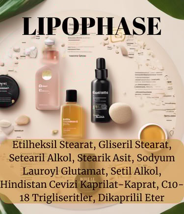 lipophase etilhekzil stearat gliseril stearat stearil alkol stearik asit sodyum lauril glutamat 