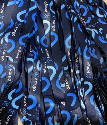 Printing lanyard bahan tisse warna biru