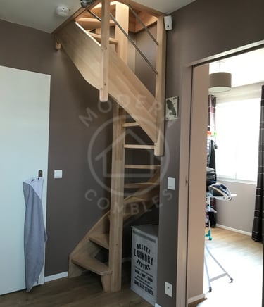 Escalier colimaçon bois et métal