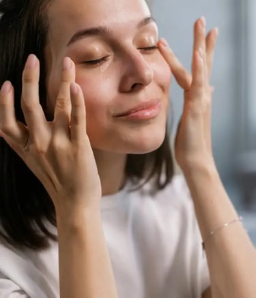 un portriat de femme se massant le visage