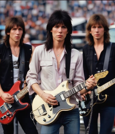 A nostalgic collage of 1980s female rock legends, showcasing their influence on music.