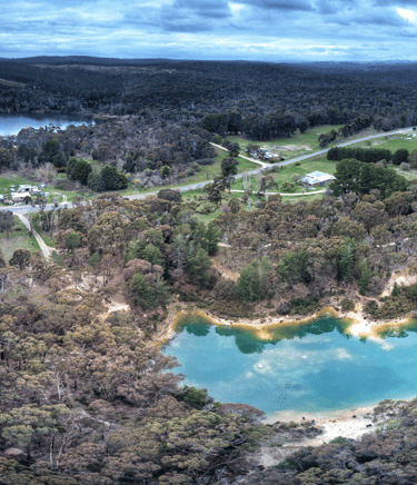 Aerial panorama of Blue Waters lake in Creswick  Bob T -