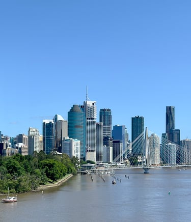 Brisbane CBD, Kangaroo Point Bridge seen from Kangaroo Point, Brisbane, 2024