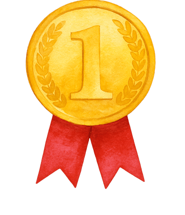 eine Goldmedaille mit einem roten Band