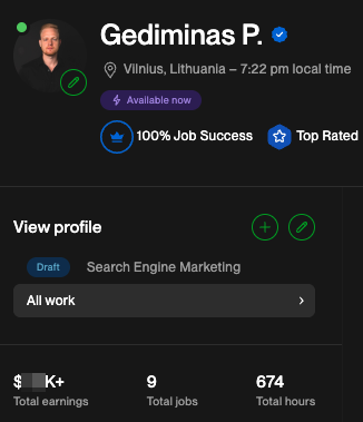 Gediminas Prantkelėnas Upwork