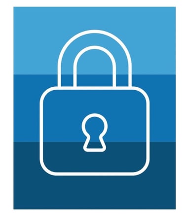  White Padlock icon on blue ombre brand bands representing lock installation—Asheville Locksmith Now residential services