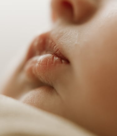 close up of newborn lips in studio, Adelaide Hills