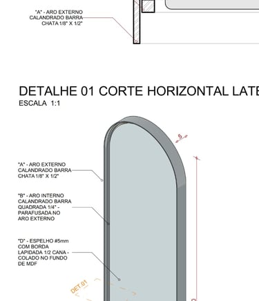 Desenho de espelho oval - Metro Objetos