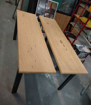 Pré montagem de mesas da sala maker