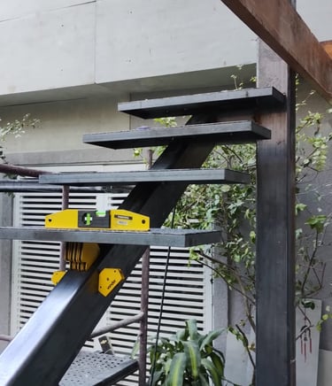 Processo de construção, nivelamento dos degraus