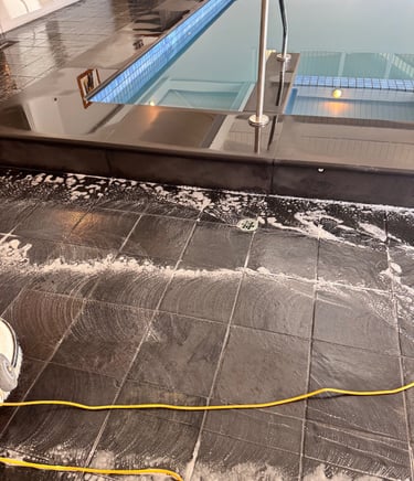 tile cleaning using scrubber