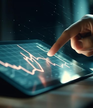 uma pessoa apontando para um gráfico em um tablet