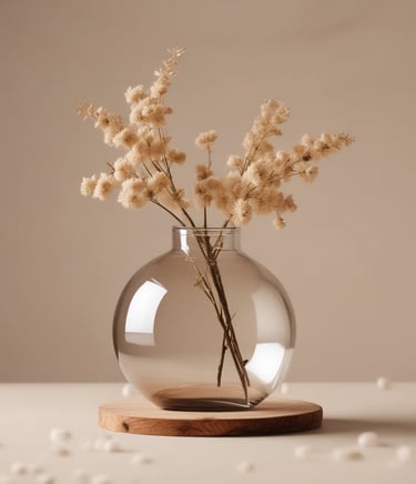 a vase with flowers in a vase on a table