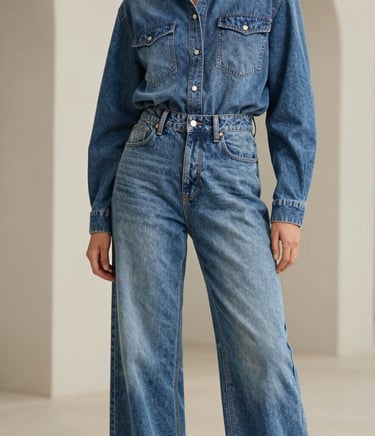 Young woman in denim jacket holding a designer handbag