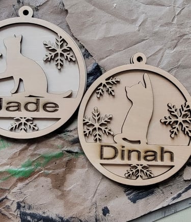 Wooden Cat Ornaments