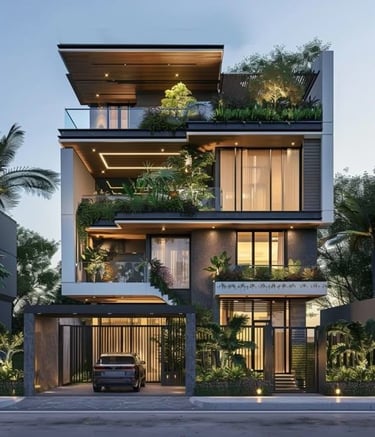 Modern Architecture- Front View of Modern Villa/ Bungalows