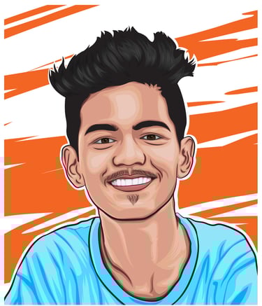 a man with a beard and a blue shirt illustration