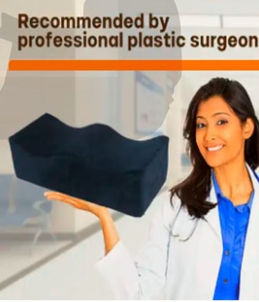 a woman in a lab coat holding a piece of plastic surgery equipment