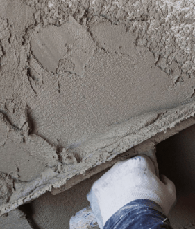 cement parging on exterior foundation wall