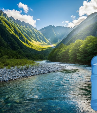 Bidon de agua al costado de un valle