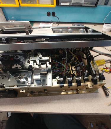 Wollensak tape deck switches cleaned and calibrated after tape head alignment