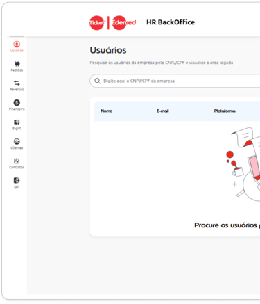 Página de pesquisa por usuários do portal interno Backoffice