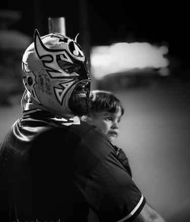 The wrestler in black and white