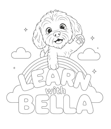 Learn with Bella black and white clouring sheet