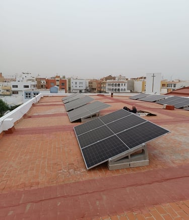 a solar paneled roof with solar panels on a roof