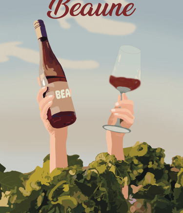 a person holding a wine glass with a bottle of beer