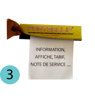 pince magnétique Posterclip avec l'ouverture des lèvres magnétiques pour pouvoir afficher