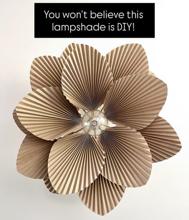 modern high-end looking DIY paper lampshade, made out of accordion-style shaped flower petals