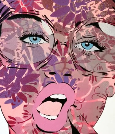 Efin art womans portrait pink