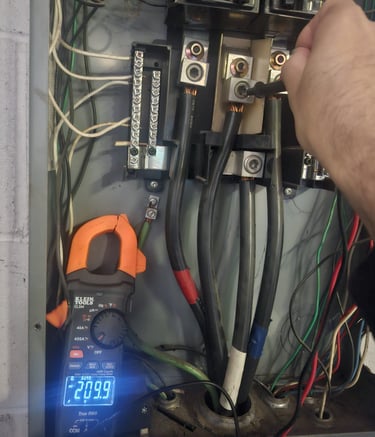 metering a panel, measuring voltage, maintenance