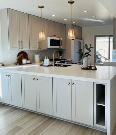 modern kitchen transformation with marble and quartz
