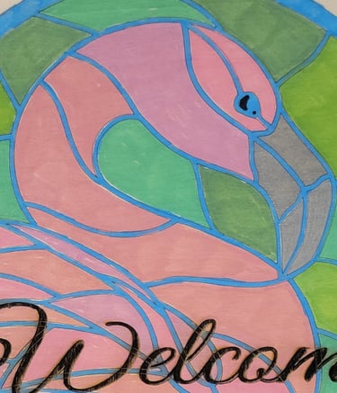 Flamingo Wooden Welcome Sign