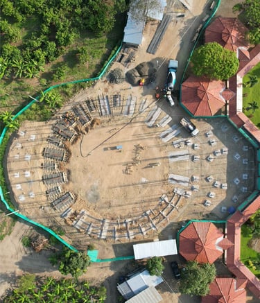 a circular shaped building with a circular shaped structure