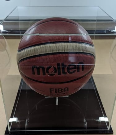 Basketball inside a clear acrylic Display box/ case