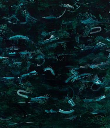 Ink and acrylic on canvas, 127cm x 127cm, 2020