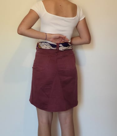 Jupe bordeaux transformée à partir de pantalon