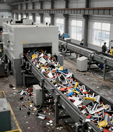 Close-up of copper wires being processed for recycling.