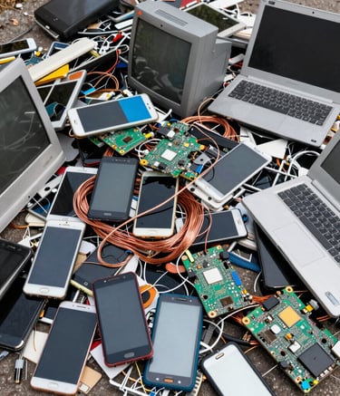 Stacks of sorted electronic components ready for recycling.