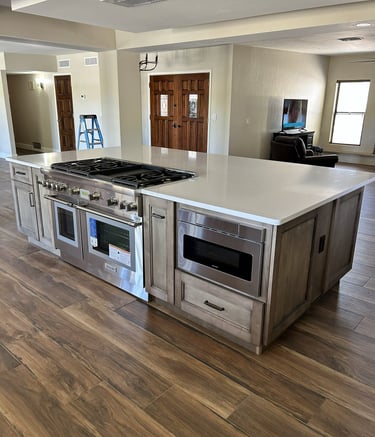 Custom Kitchen Island with quartz countertop