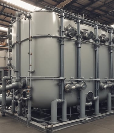 Engineers reviewing AutoCAD drawings of a sewage treatment plant.