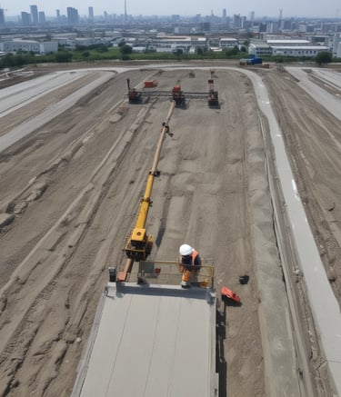 Close-up of smooth concrete surface freshly finished with tools.
