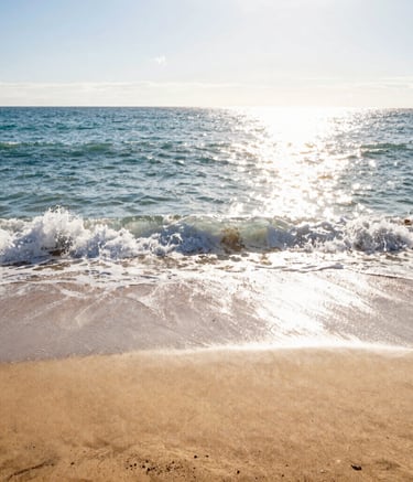 Sunlight streaming through a window onto a yoga mat and meditation cushion.