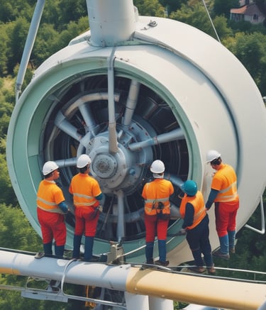 Engineers inspecting industrial equipment on site.